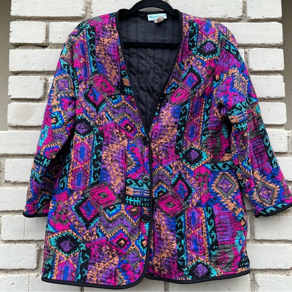 Willowridge Southwestern Aztec Print Quilted Blazer Jacket - Size Large - Picture 1 of 6